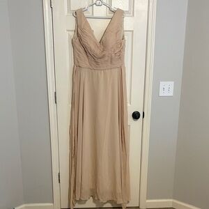 Sleeveless V-Neck Chiffon Maxi Dress in Nude